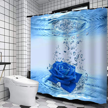 Görseli Galeri görüntüleyiciye yükleyin, Blue Rose Shower Curtain Set