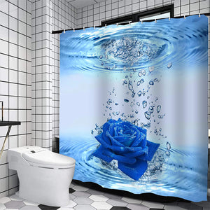 Blue Rose Shower Curtain Set