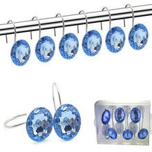 Load image into Gallery viewer, Blue Rhinestone Shower Curtain Hooks