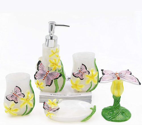 Yellow Resin Bathroom Accessory Set