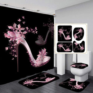 Pink Shoe Shower Curtain Set