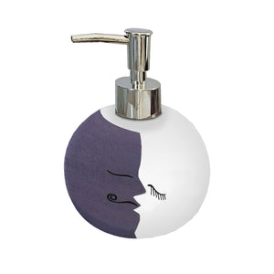 Purple and white 3-D ceramic bathroom accessory set
