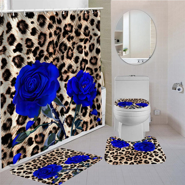 Leopard Print Shower Curtain Set